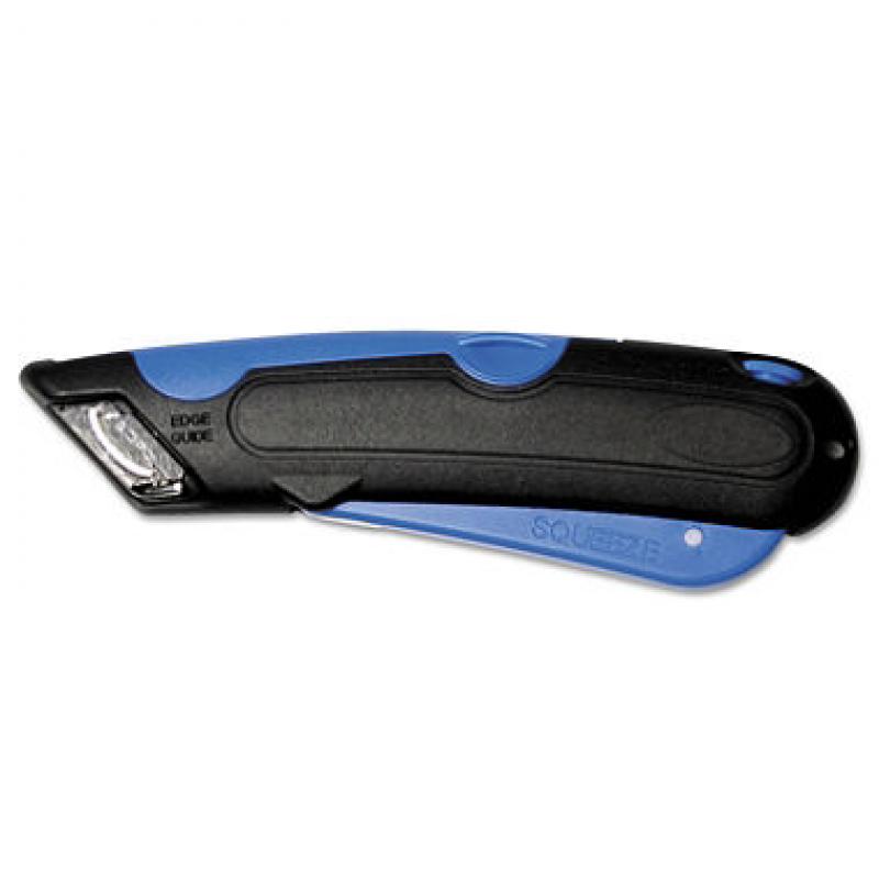Cosco - Easycut Cutter Knife with Self-Retracting Safety-Tipped Blade - Black/Blue