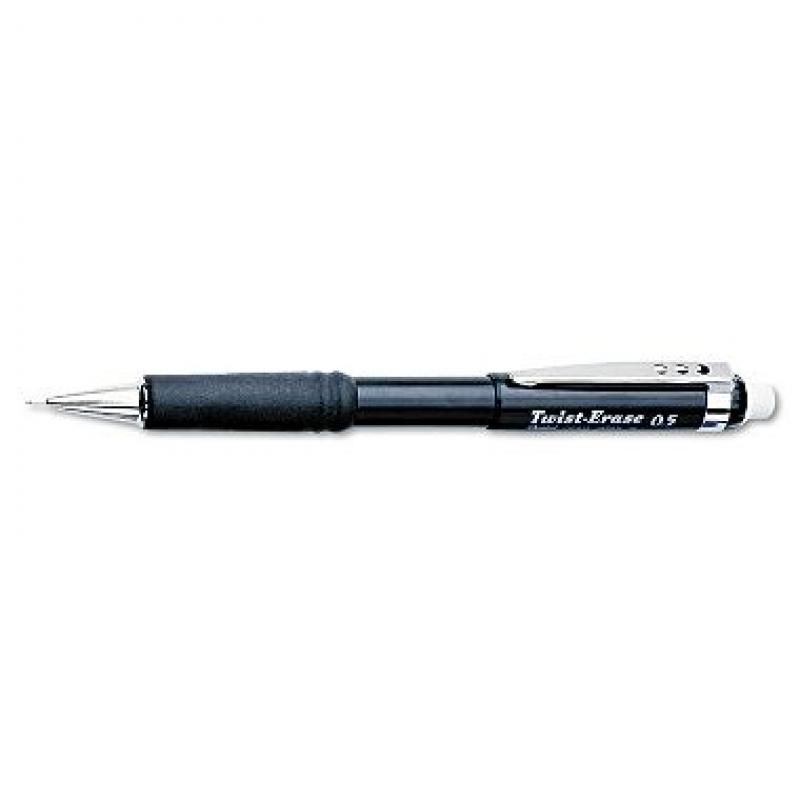 Pentel - Twist-Erase III Mechanical Pencil, 0.5 mm - Black Barrel (pack of 2)