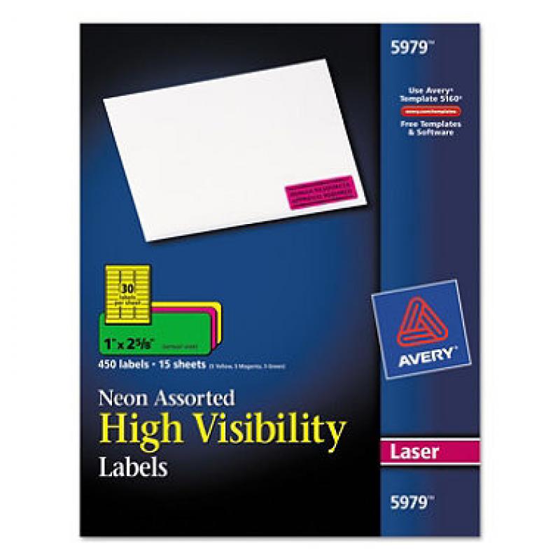 Avery Neon High Visibility Full Sheet Laser Labels Avery Neon High Visibility Full Sheet Laser Labels