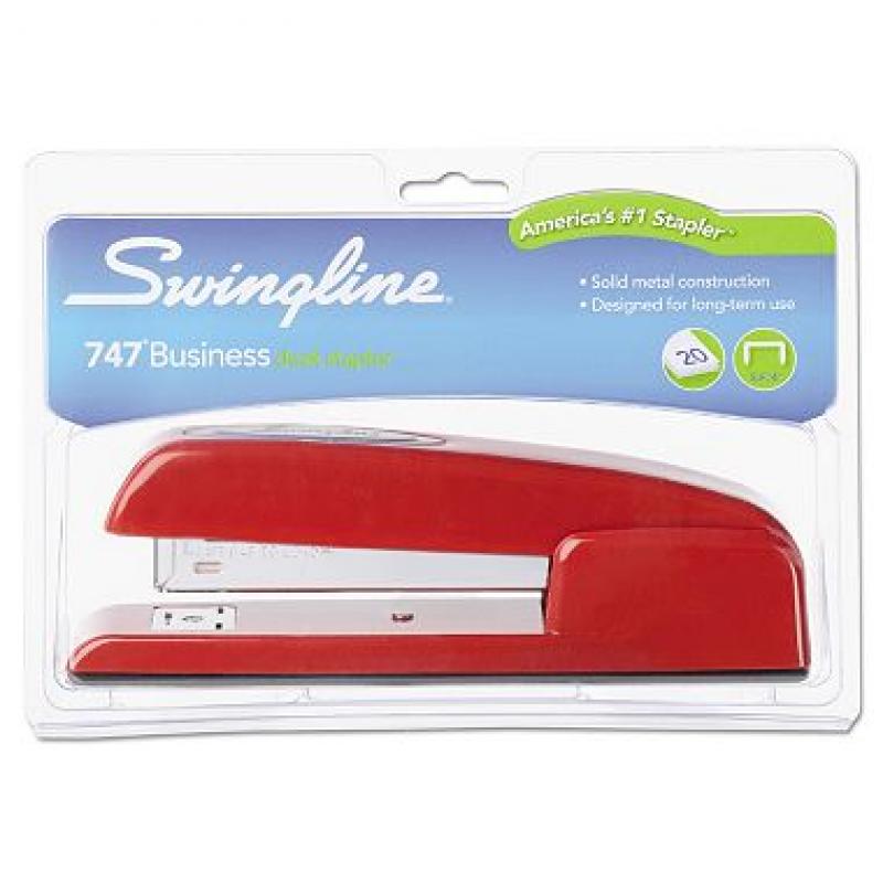 Swingline - 747 Business Full Strip Desk Stapler, 20-Sheet Capacity - Rio Red