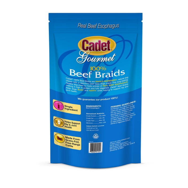 Cadet 100% Grass Fed Beef Braids Dog Treats (18.5 oz.)