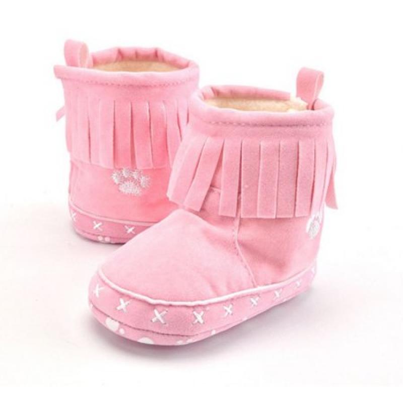FAVOLOOK Newborn Baby Girls Tassels Snow Boots Kids Soft Toddler Shoes
