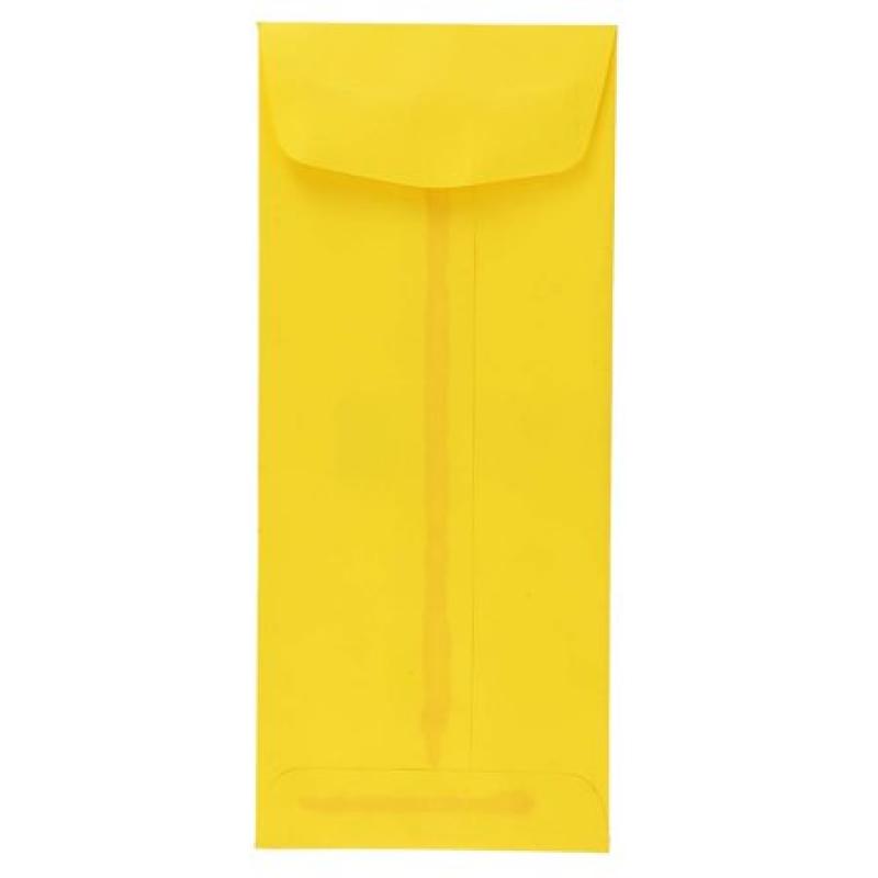 JAM Paper #10 Open End Policy Envelope, 4 1/8 x 9 1/2 Open End Policy, Brite Hue Yellow Recycled, 500/box