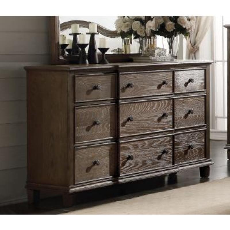 Acme Baudouin Drawer Dresser in Weathered Oak 26115