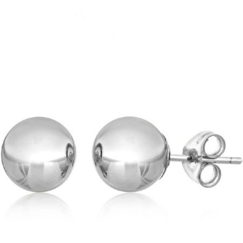 PORI Jewelers Sterling Silver 8mm Polished Plain Ball Stud Earrings