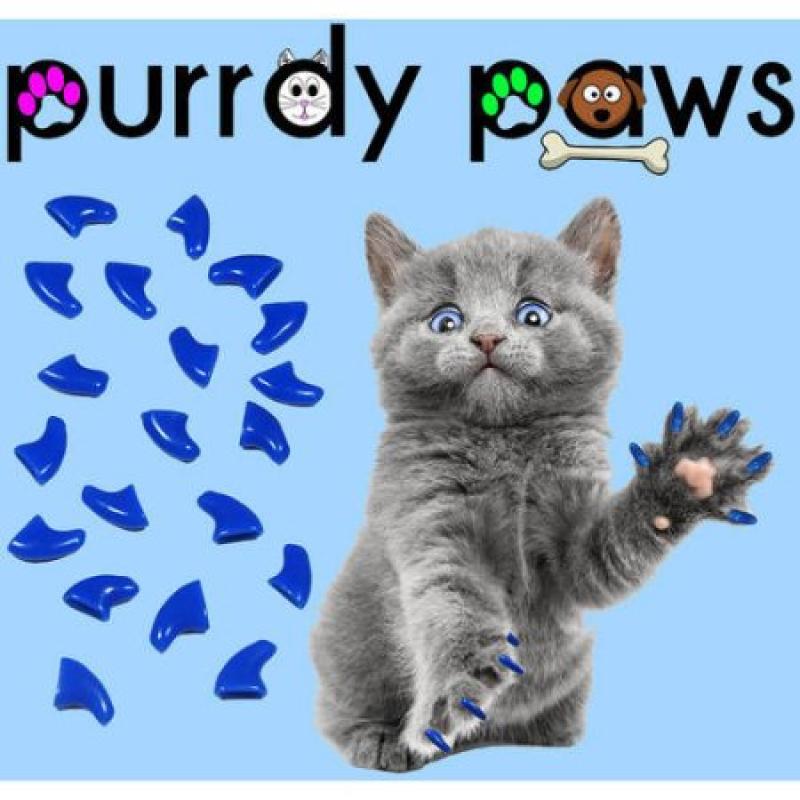 Purrdy Paws Soft Nail Caps for Cats, 40-Pack, Blue