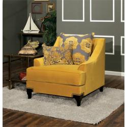 Furniture of America Charlette Velvet Accent Chair in Gold