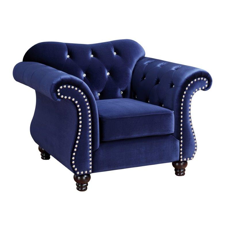 Furniture of America Sharon Tufted Accent Chair in Blue