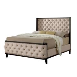Furniture of America Elsa California King Tufted Upholstered Bed