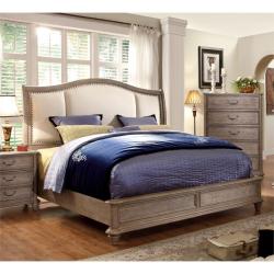 Furniture of America Bartrand King Upholstered Bed in Castle Gray
