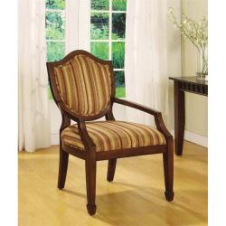 Furniture of America Carly Fabric Medieval Accent Chair in Dark Walnut