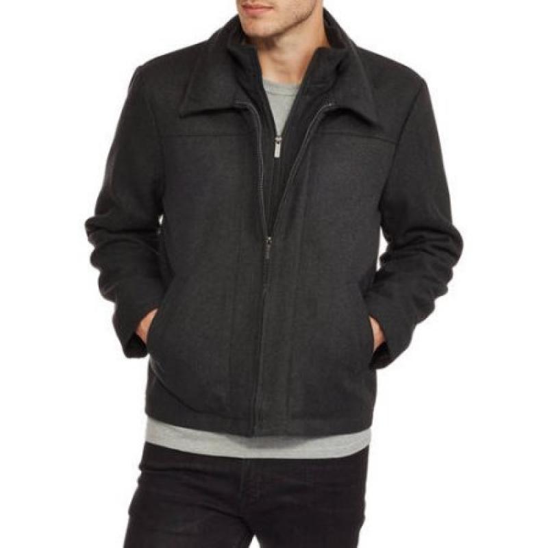 Big Men&#039;s Wool Blend Zip Front Jacket with Layered Collar