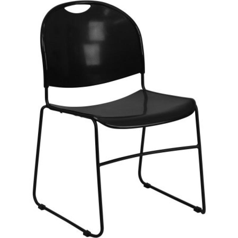 Flash Furniture Hercules Stacking Chair with Black Frame in Black