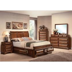 ACME Konane Drawer Chest with Curved Beveled Front Panels in Brown Cherry 20459