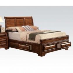 Acme Konane Queen Sleigh Bed with Underbed Storage in Brown Cherry 20450Q