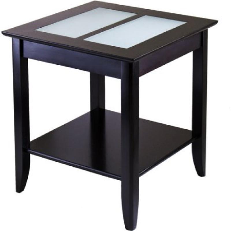 Syrah End Table, Espresso with Frosted Glass