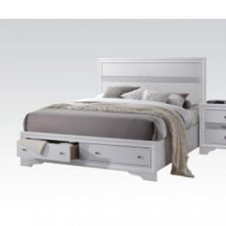 Acme Naima Queen Panel Storage Bed in White 25770Q