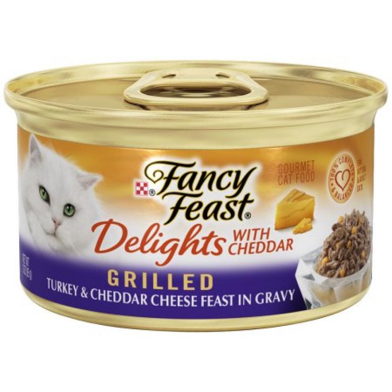 Purina Fancy Fest Delights Grilled Turkey & Cheddar Cheese Feast in Gravy Cat Food 3 oz. Can