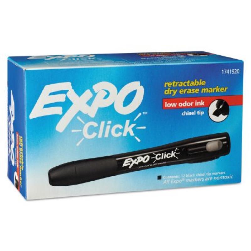 EXPO Click Dry Erase Markers, Black, Dozen