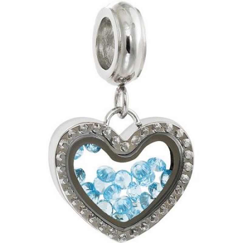 Connections from Hallmark Stainless Steel Floating Crystal Shaker Dangle Charm, March