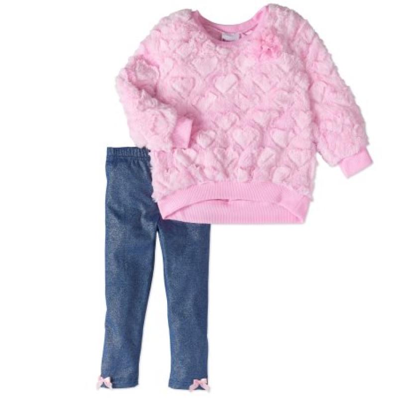 Nannette Baby Toddler Girls&#039; Minky Plush Sweatshirt and Leggings 2-Piece Outfit Set