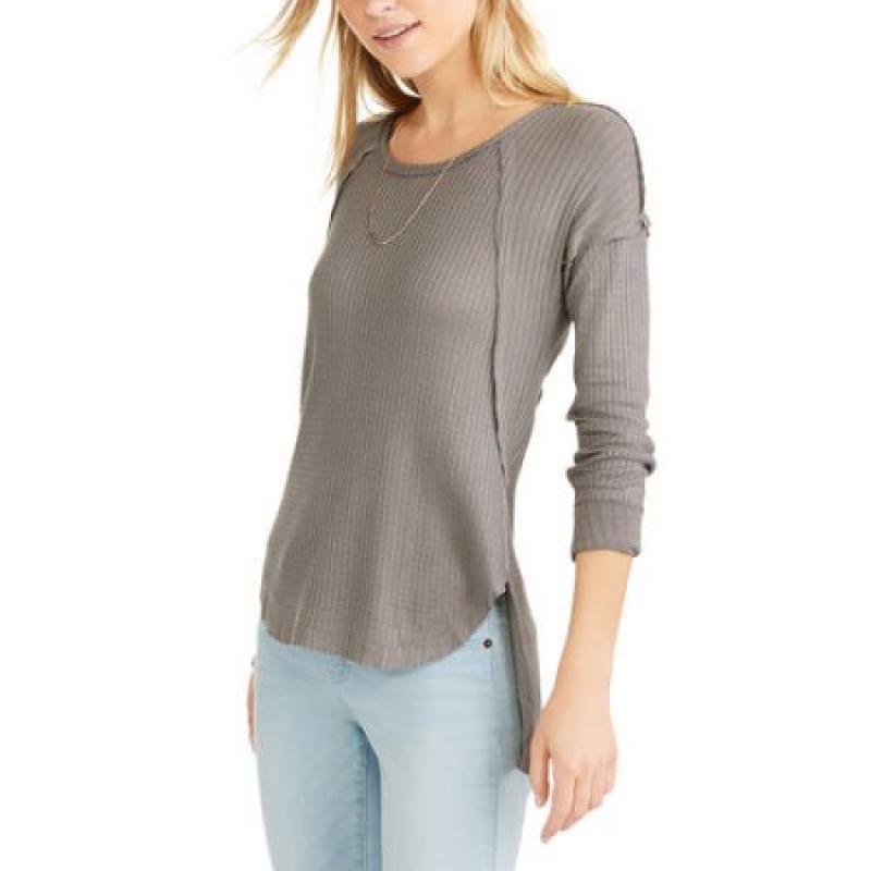 French Laundry Women&#039;s Long Sleeve Waffle Knit Hi-Lo Tunic T-Shirt