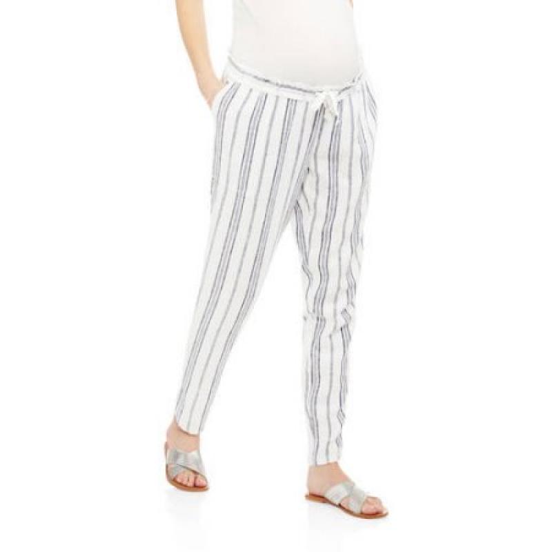 Faded Glory Maternity Linen Ankle Pant With Drawstring