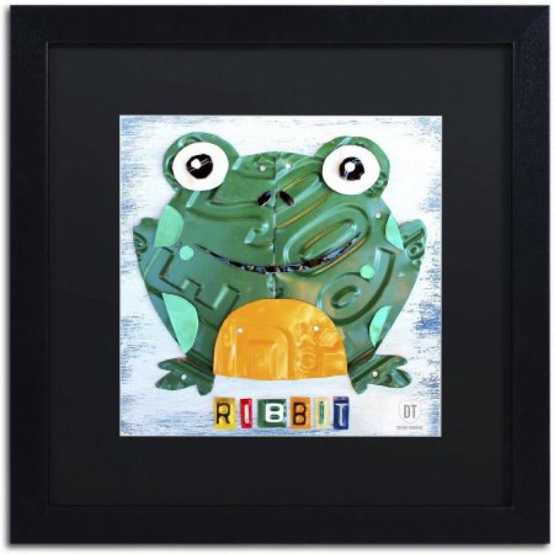 Trademark Fine Art &#039;Ribbit the Frog&#039; Canvas Art by Design Turnpike, Black Matte, Black Frame