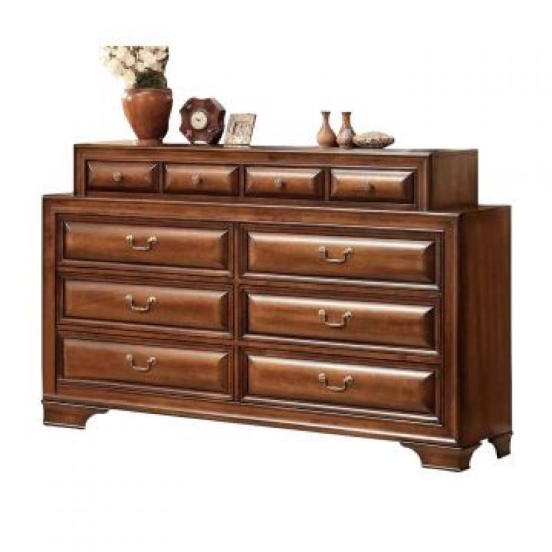 ACME Konane Dresser with Curved Beveled Front Panels in Brown Cherry 20458