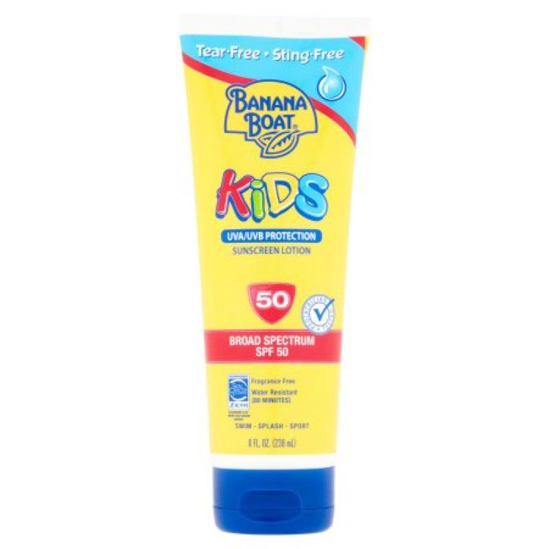 Banana Boat Kids Sunscreen Lotion UVA/UVB Protection Broad Spectrum SPF 50, 8 fl oz