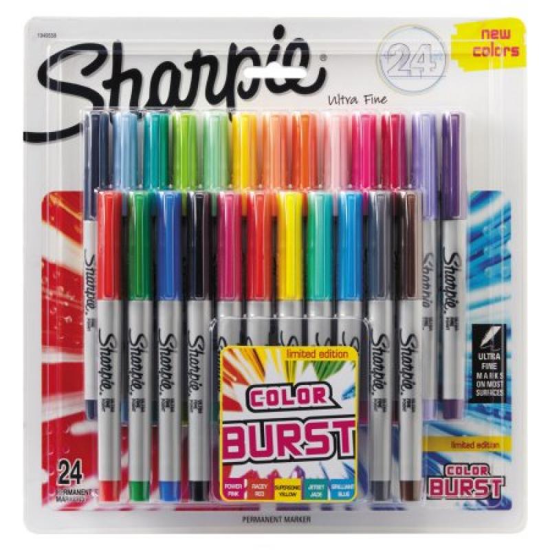 Sharpie Ultra Fine Tip Permanent Marker, Color Burst Assortment, 24/Pack