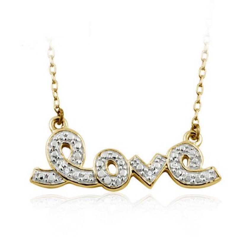 JewelersClub White Diamond Accent Gold over Silver Love Pendant