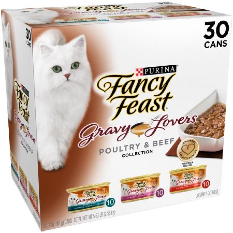 Purina Fancy Feast Gravy Lovers Poultry & Beef Feast Collection Cat Food 30-3 oz. Cans