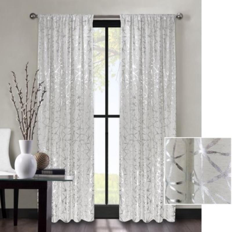 Better Homes and Gardens Metallic Gold or Silver Shattered Glass Window Curtain Panel