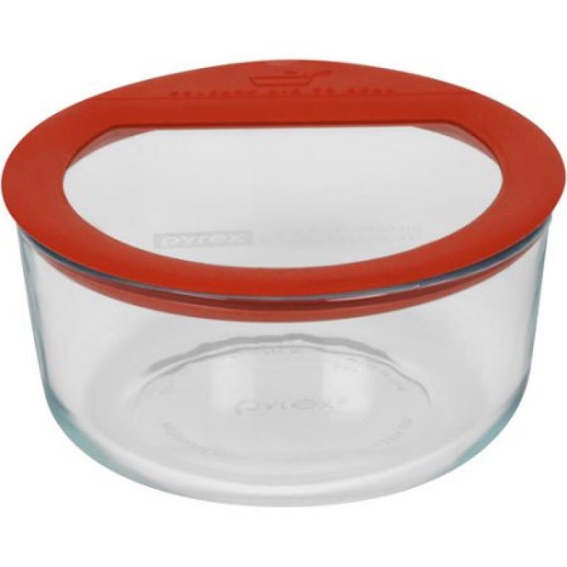 Pyrex No-Leak Glass 4-Cup Round Food Storage Container