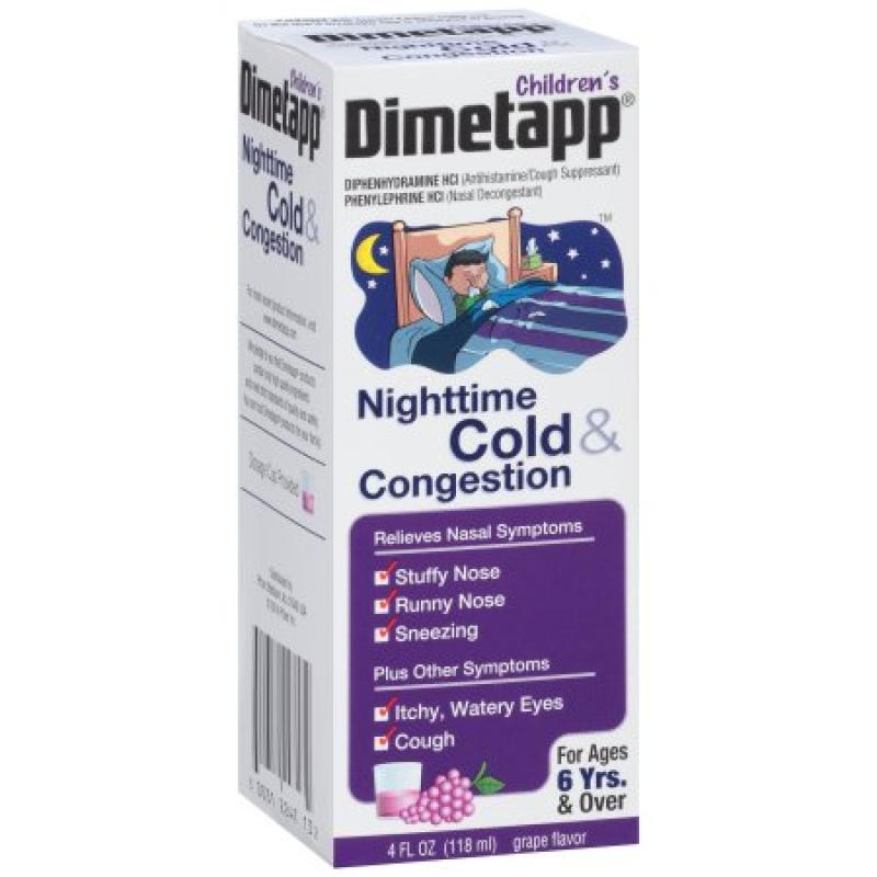 Children&#039;s Dimetapp® Nighttime Cold & Congestion Antihistamine/Cough Suppressant & Decongestant Liquid 4 fl. oz. Box