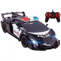 Police RC Car Super Exotic Large 12" Remote Control Sports Car with Working Headlights And Sirens Easy To Operate Perfect Cop Race Vehicle For Kids (Black)