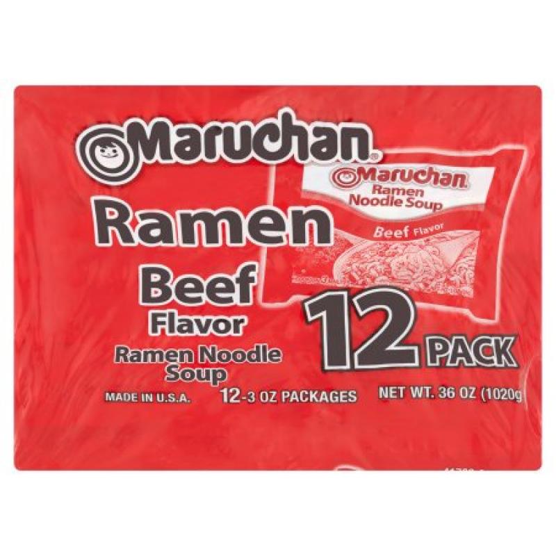 Maruchan Instant Lunch Beef Ramen Noodle Baby Pack, 12 ct