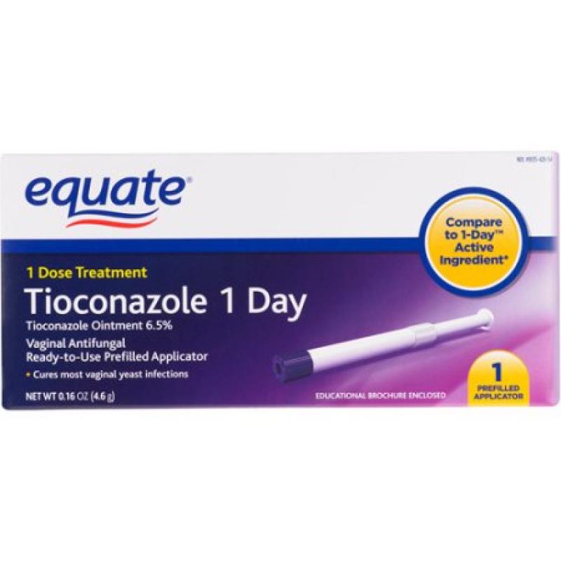 Equate Tioconazole 1Day Treatment 0.16Oz Equate Tioconazole Ointment 6.5%/Vaginal Antifungal/T-Dose Treatment Tioconazole 1 Day 1