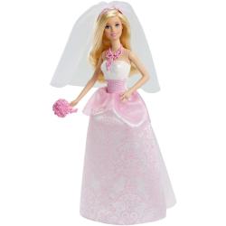 Barbie Bride Doll in White & Pink Dress with Veil & Bouquet