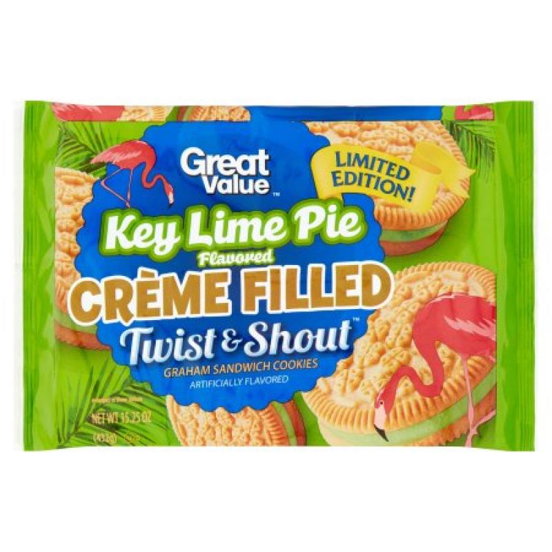 Great Value Twist & Shout Key Lime Pie Flavored Creme Filled Graham Sandwich Cookies, 15.25 oz