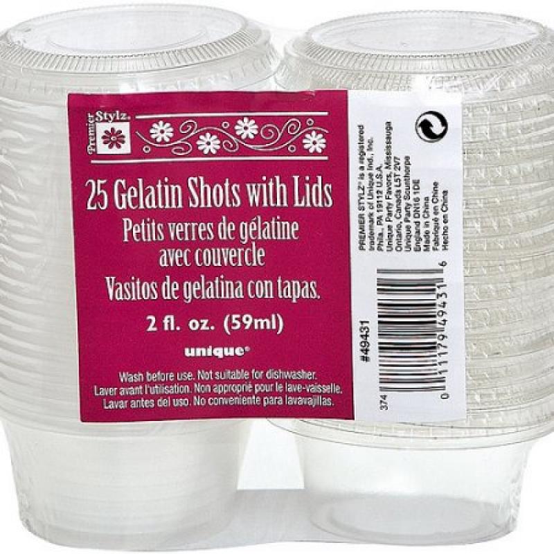 Plastic Gelatin Shot Cups with Lids, 2 oz, 25-Pack, Clear