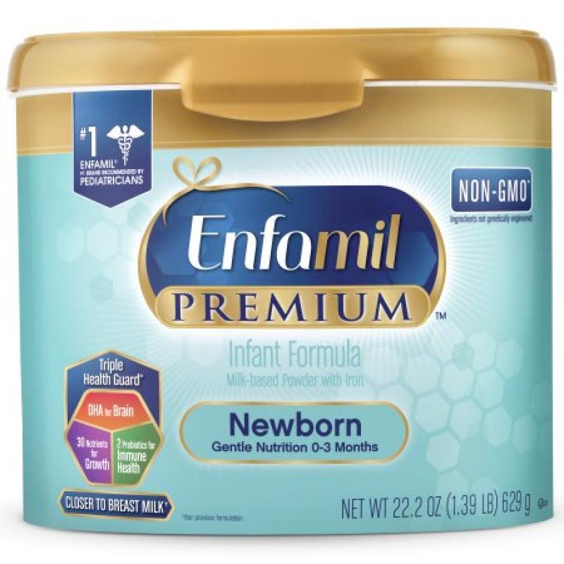 Enfamil Newborn PREMIUM Baby Formula, Powder, 22.2 Oz Reusable Tub