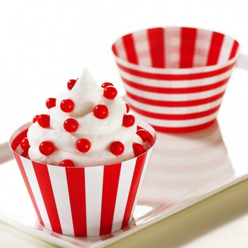 Red and White Reversible Cupcake Wrappers