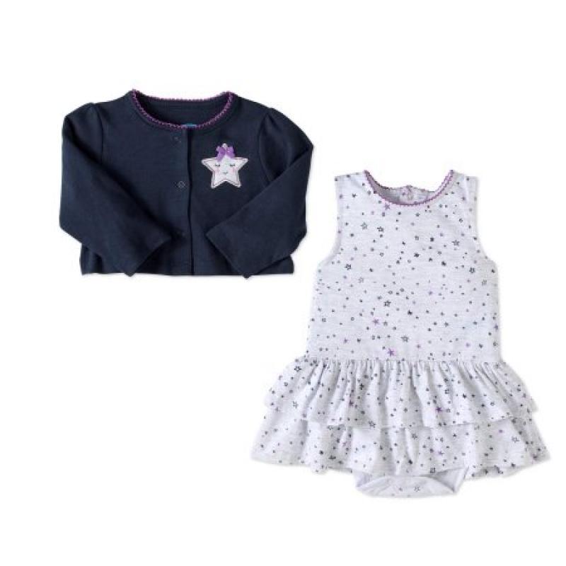 Bon Bebe Baby Girl Cardigan & Dress, 2pc Outfit Set