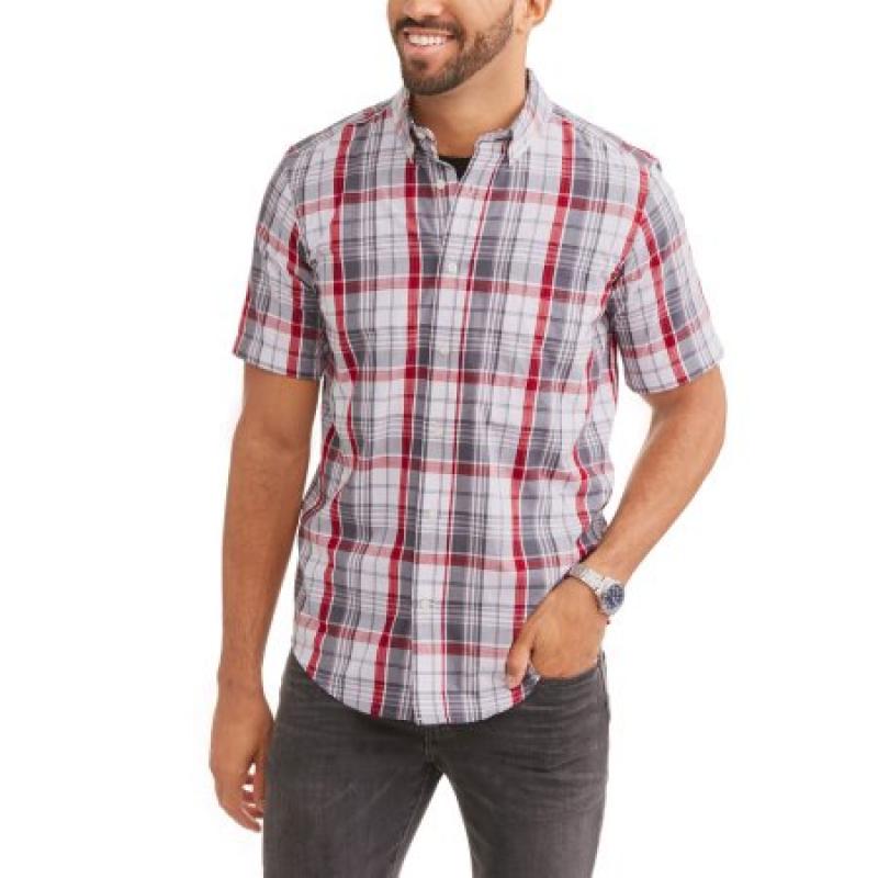George Men's Short Sleeve Plaid Woven Shirt