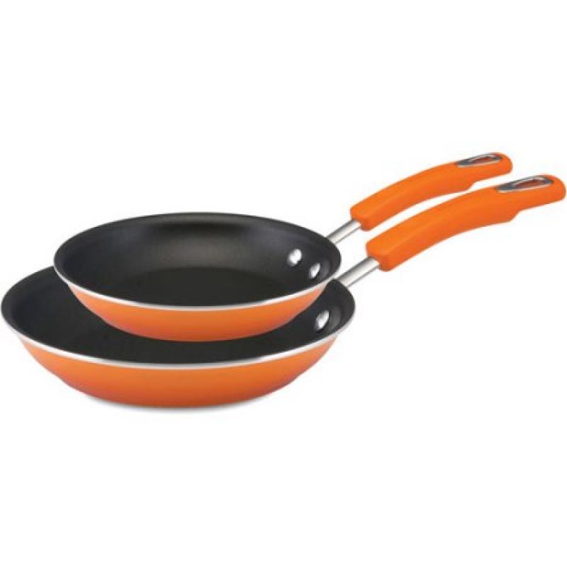 Rachael Ray Non-Stick Porcelain Enamel Twin Pack Open Skillet Set, 9.25" and 11"