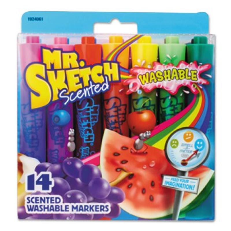 Mr. Sketch Washable Markers, Chisel, Assorted Colors, 14/Set