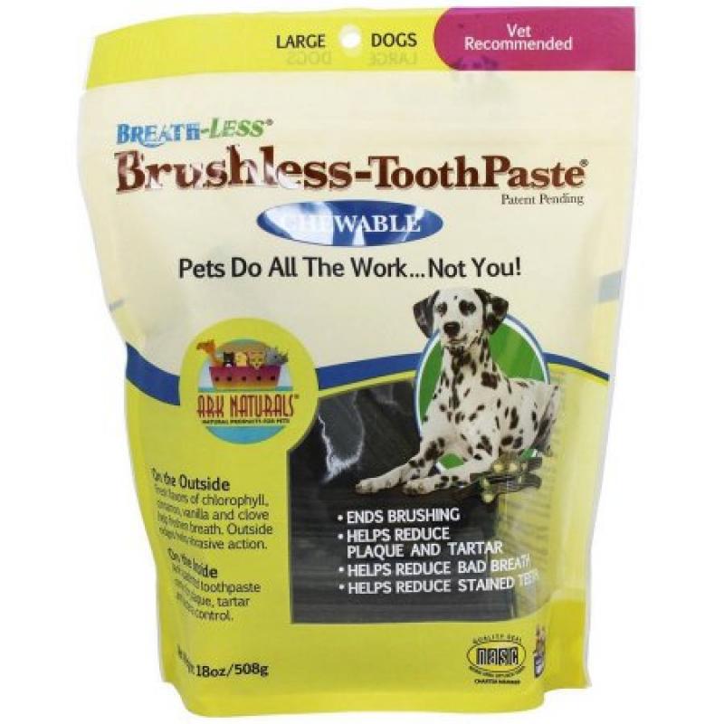 Ark Naturals Breath-Less Brushless Toothpaste Chewable Large Dog Snacks, 1.2 oz, Pack of 30