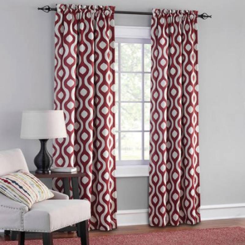 Mainstays Thermal Print Woven Curtain Panels, Set of 2, Multiple Colors